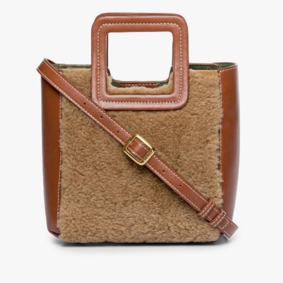 STAUD Handbags - Staud Mini Shirley Shearling Bag Natural Tan